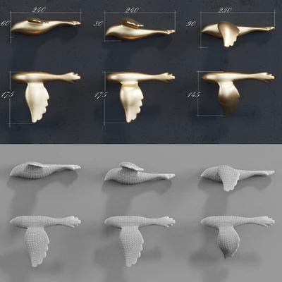 Decorative panel Birds Gold 9 — Ver 4