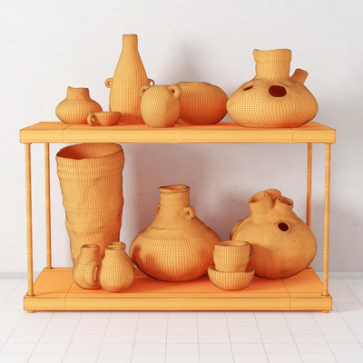 Shelf with pottery — View 2
