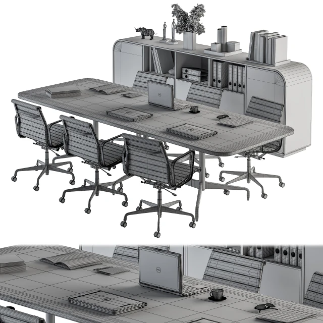 Meeting Table with office chair 07 — Скачать
