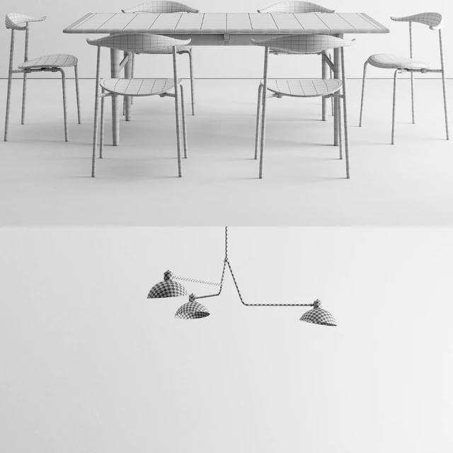 Carl Hansen dining set + Waldorf Triple light — Descargar