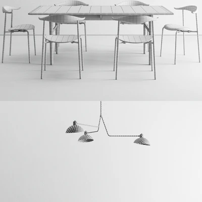 Carl Hansen dining set + Waldorf Triple light — Ver 3