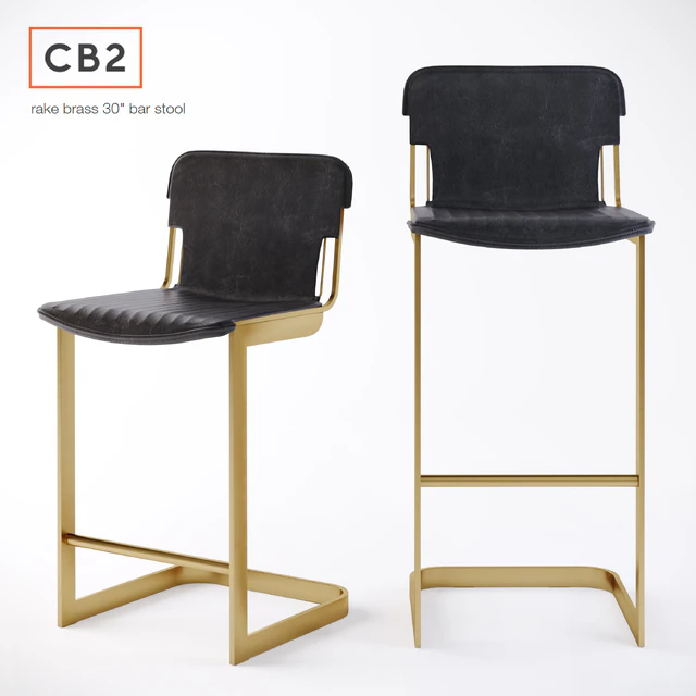 CB2, Rake Brass bar stool — Скачать