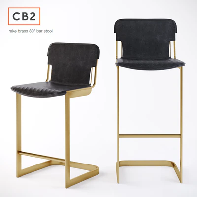 CB2, Rake Brass bar stool — Вид 1