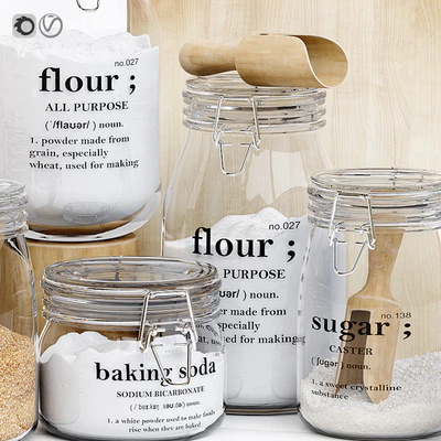 Set of glass jars for the kitchen with sugar and flour — Вид 3