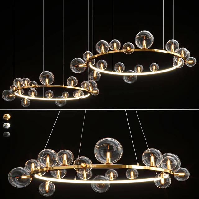 LED Postmodern Iron Glass Bubble Round Gold Black Silver Pendant Lights — Скачать