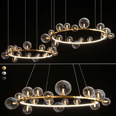 LED Postmodern Iron Glass Bubble Round Gold Black Silver Pendant Lights — Вид 5