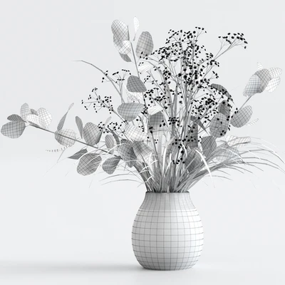 Bouquet of eucalyptus with grass and flowers — Ver 3