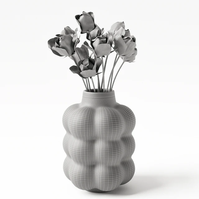Decorative ceramic vase with flowers — Скачать