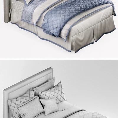 RH TEEN EDGED BORDER &amp; OGEE LATTICE BEDDING FRENCH BLUE — Ver 3