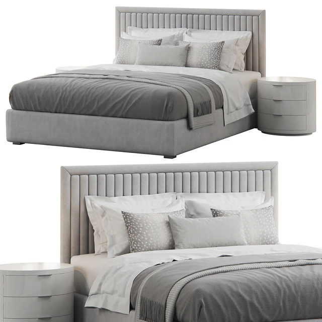 Channel Tufted Headboard Pine Bed — Скачать