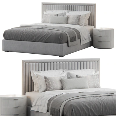 Channel Tufted Headboard Pine Bed — Вид 1