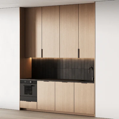 452 modern kitchen 17 mini kitchen 04 wood japandi in 2 options — Вид 4