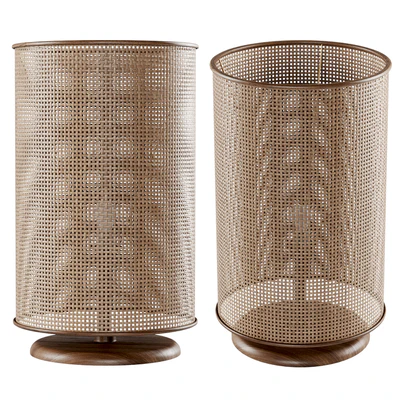 Wooden rattan table lamp L500 / Круглый настольный светильник — Вид 1