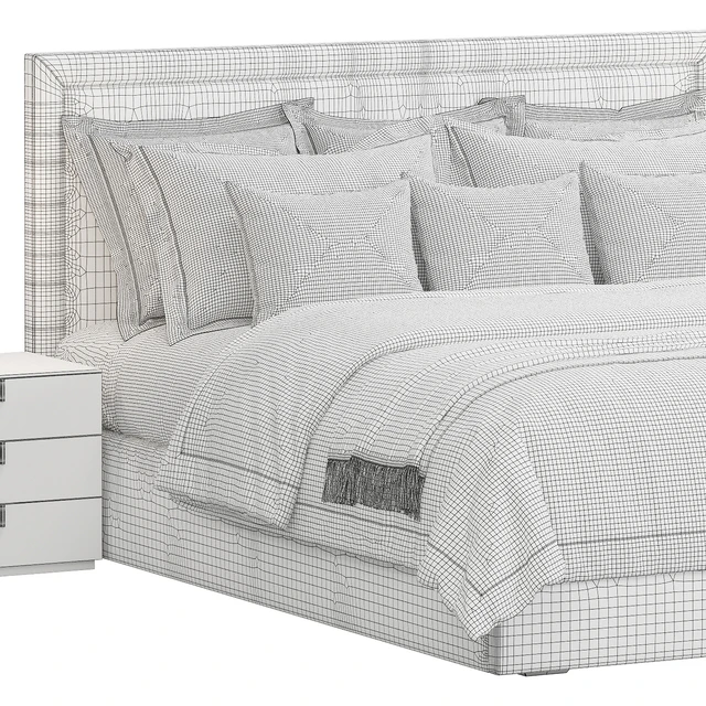 Rectangular Upholstered Headboard Bed — Descargar