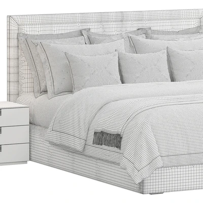 Rectangular Upholstered Headboard Bed — Ver 4