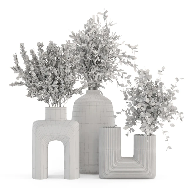 Dry Plants Bouquet Collection In Concrete Pot - Set 442 — Descargar