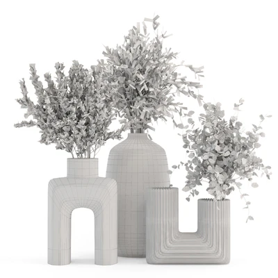 Dry Plants Bouquet Collection In Concrete Pot - Set 442 — Ver 4
