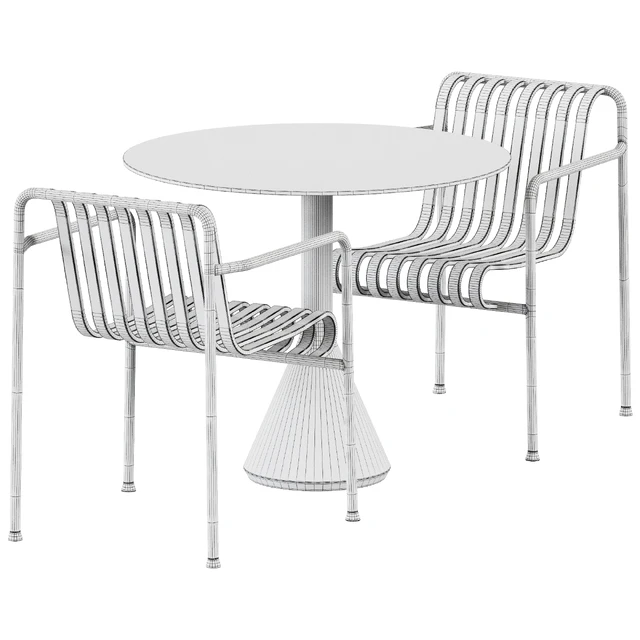 Palissade Cone Table D90 and Palissade Dining Armchair by Hay / Уличная мебель — Скачать