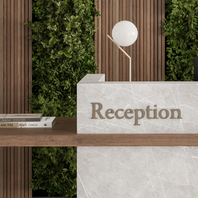 Reception Desk and Wall Decor with vertical Garden - Office Set 238 — Скачать