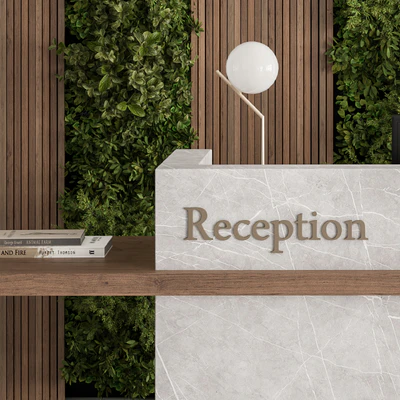 Reception Desk and Wall Decor with vertical Garden - Office Set 238 — Вид 2