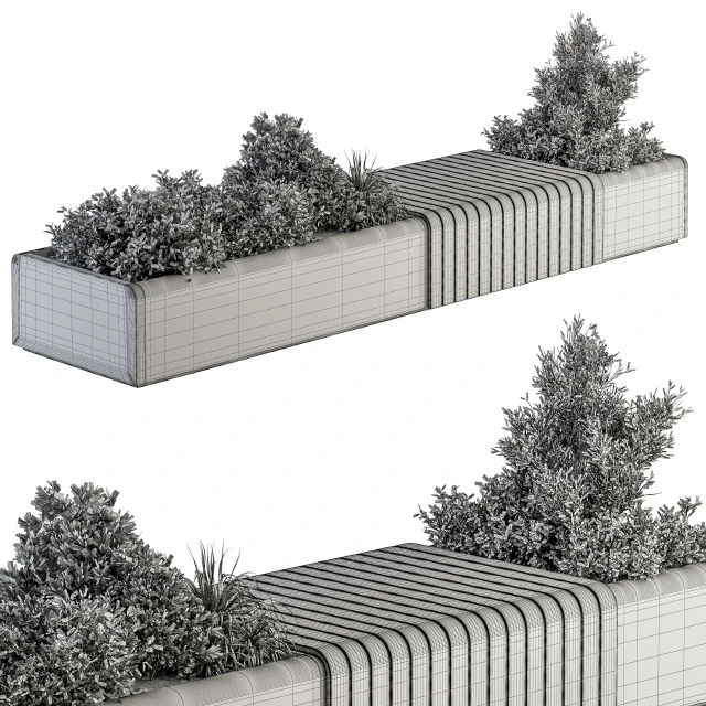 Urban Furniture / Architecture Bench with Plants- Set 13 — Скачать