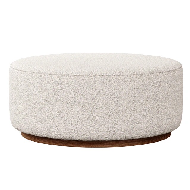 Sinclair Large Round Boucle Ottoman Whistler Oyster Suede by Four Hands — Descargar