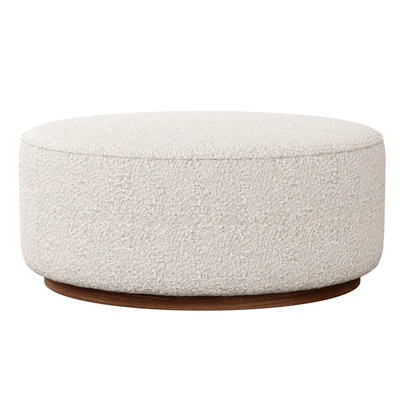 Sinclair Large Round Boucle Ottoman Whistler Oyster Suede by Four Hands — Ver 1