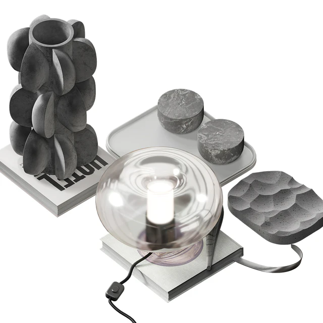 Coffee table decor set 045 with lamp — Скачать