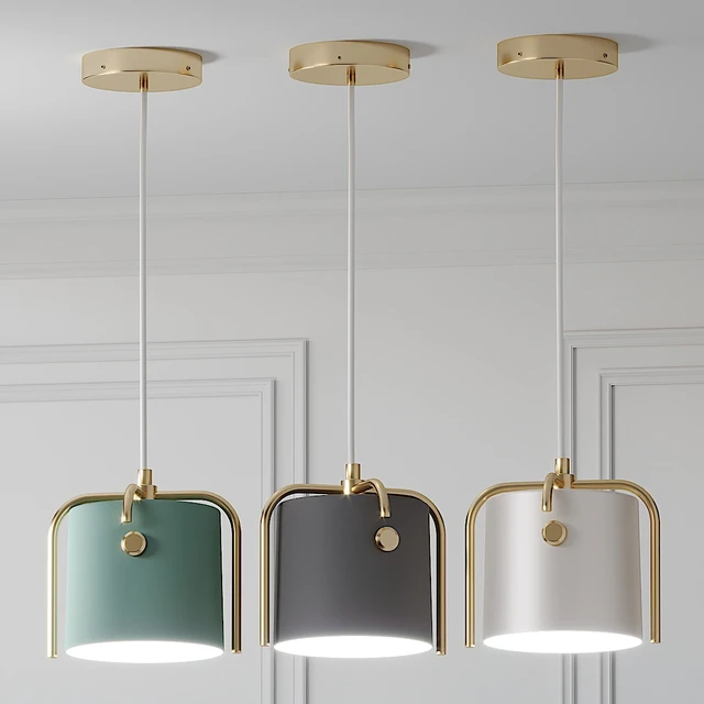 Nordic Drum Shade Pendant Lamp Gray-Green-White — Descargar