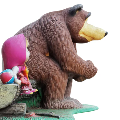 Sculpture of the characters Masha and the bear are sitting on a bench — Вид 5