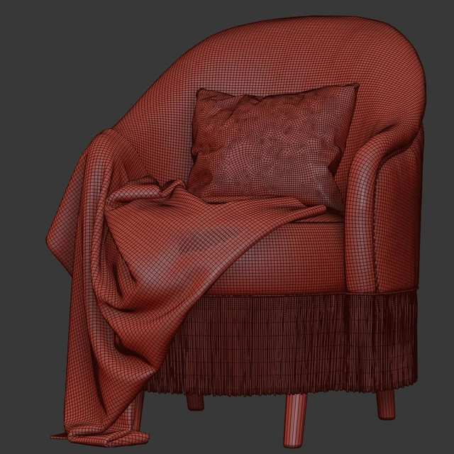 Amanda dining chair with plaid / Обеденное велюровое кресло с пледом — Скачать