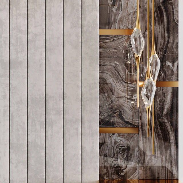 Изголовье Rex Marble коричневый и бежевых тканевых панелей — Скачать