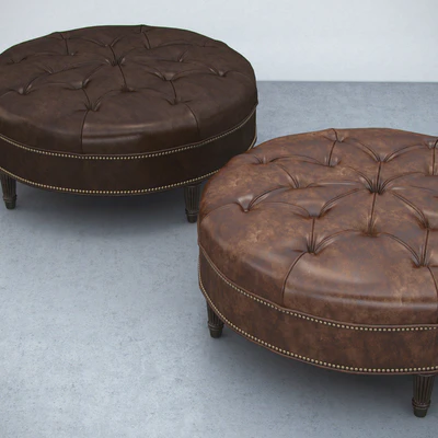 Vintage Large Round Ottoman — Вид 3