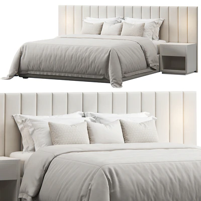 Striped Panel Headboard Bed — Ver 1