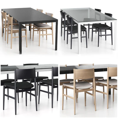 NEVE armless chair with upholstery and FRACTAL table by Porro — Ver 5