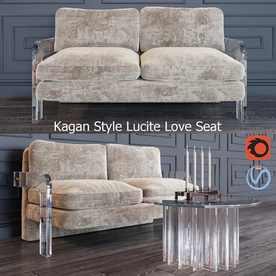 Sofa Kagan Style Lucite Love Seat — Ver 2