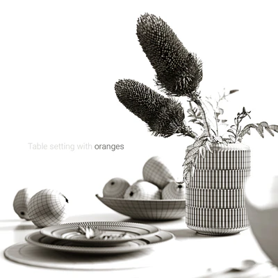 Table setting with oranges — Ver 3