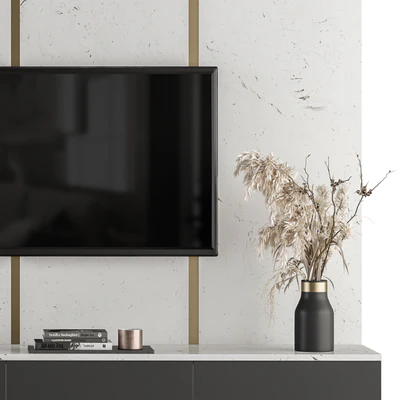 TV Wall White and Stone - Set 27 — Ver 4