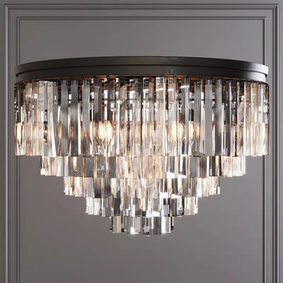 Restoration Hardware 1920S ODEON CLEAR GLASS FRINGE 5-TIER FLUSHMOUNT Black — Вид 1