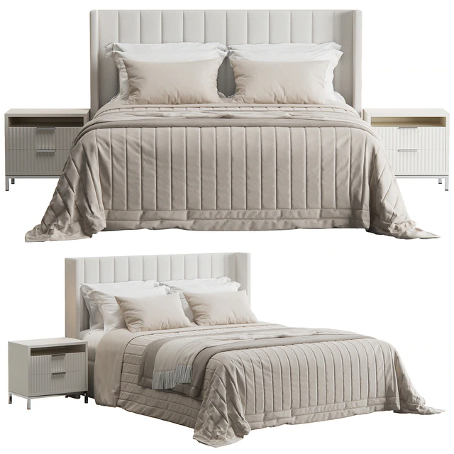 Oulton Striped Headboard Wingback Bed by Ambassador Beds — Descargar