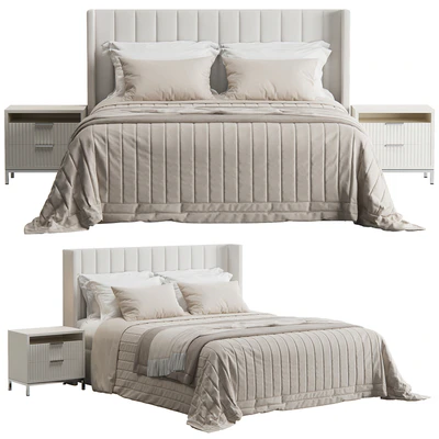 Oulton Striped Headboard Wingback Bed by Ambassador Beds — Ver 3