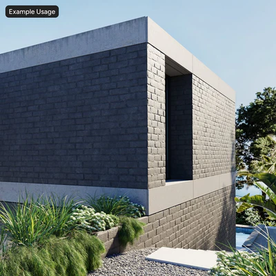 painted running bond brick wall texture black — View 5