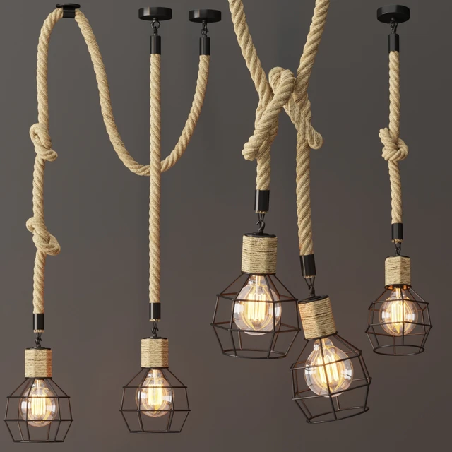 Подвесной светильник LOFT ROPE CHANDELIER CAGE Mono — Скачать