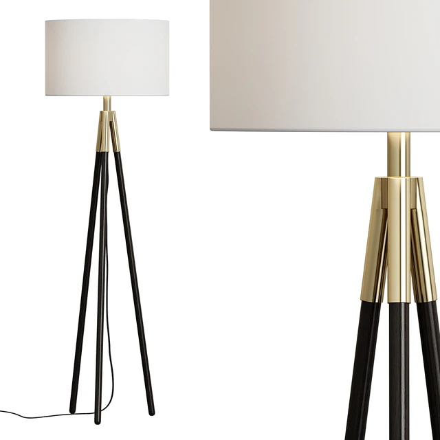 Crate & Barrel / Hyde Brass and Bronze Metal Tripod Floor Lamp — Descargar