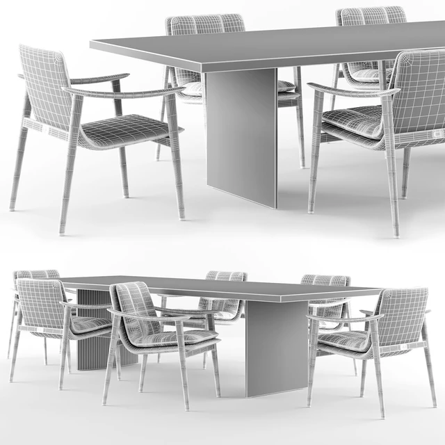 Minotti LINHA table and FYNN SADDLE HIDE Chair — Скачать