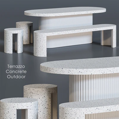 Terrazzo Concrete Table Stool Bench — Ver 3