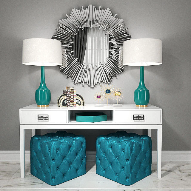 Dressing table with puffs, lamps and decor — Descargar
