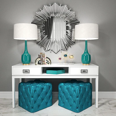 Dressing table with puffs, lamps and decor — Descargar