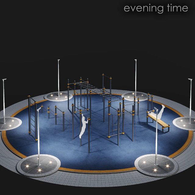 Round sports ground with horizontal bars. Children  playground — Descargar