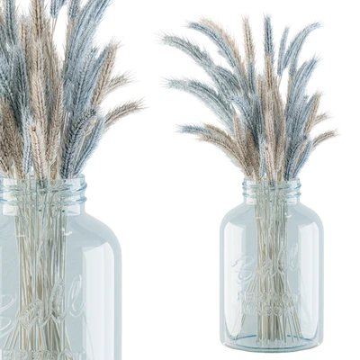 Dry Plants 20 - Blue and Cream Wheat in jam Glass — Ver 1
